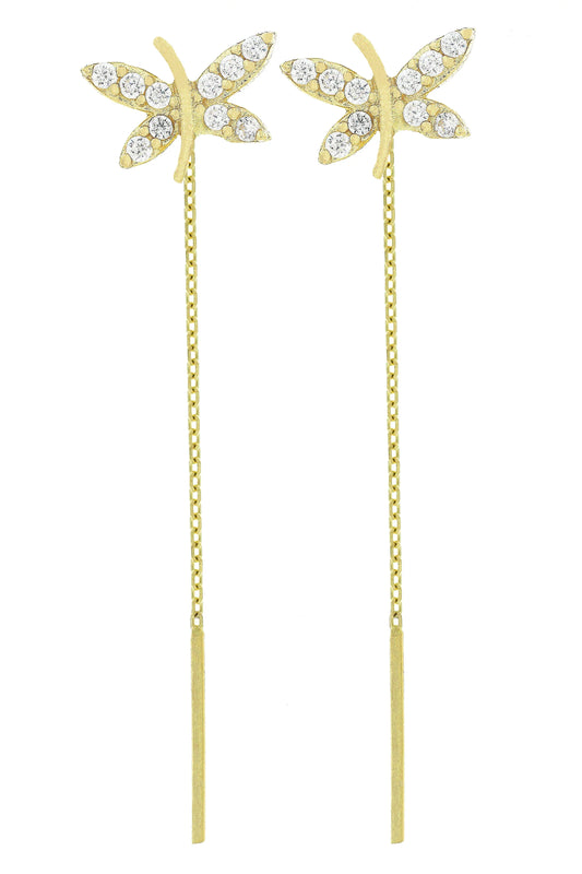 Cercei cu lantisor "Libelula - pietre zirconia" - Antonia Gold