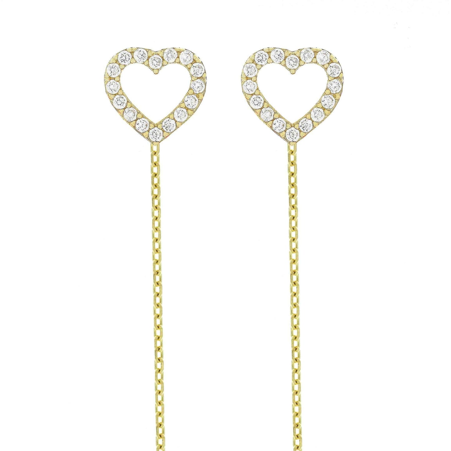 Cercei cu lantisor "Inima cu pietre" - Antonia Gold