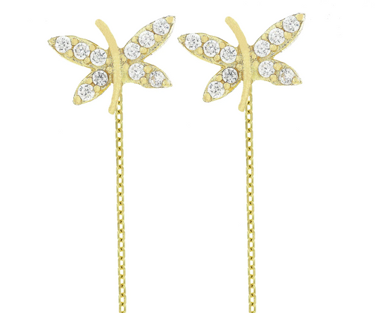 Cercei cu lantisor "Libelula - pietre zirconia" - Antonia Gold