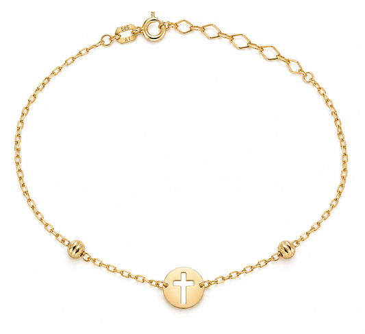 Lantisor Aur 14K Cross Medallion