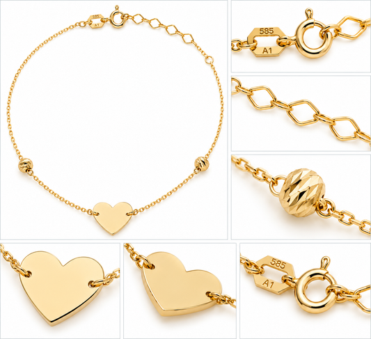 Lantisor Aur 14K Heart 2