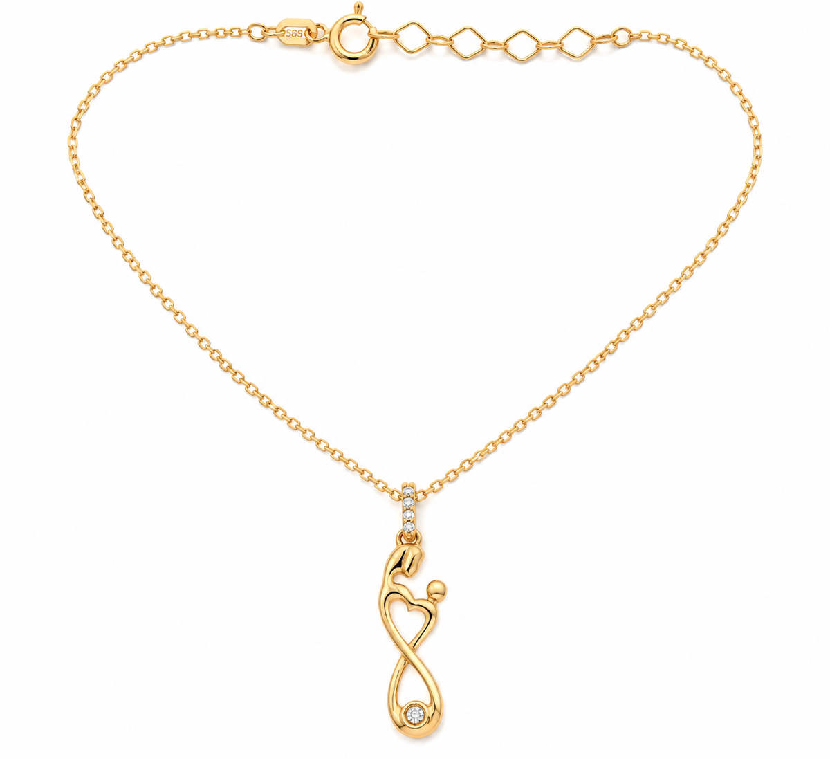 Lantisor Aur 14K Mama si Copilul Inima Infinita