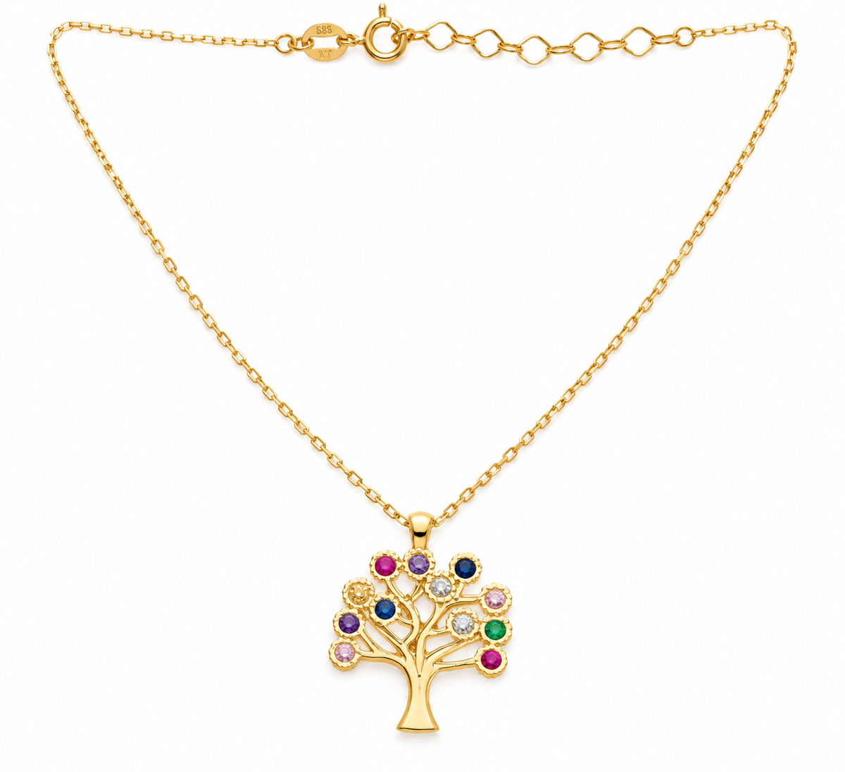 Lantisor Aur 14K Pomul Vietii Multicolor
