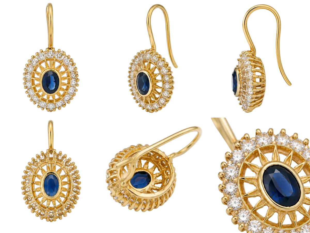 Cercei Aur 14K Blue Royal 36 Diamante