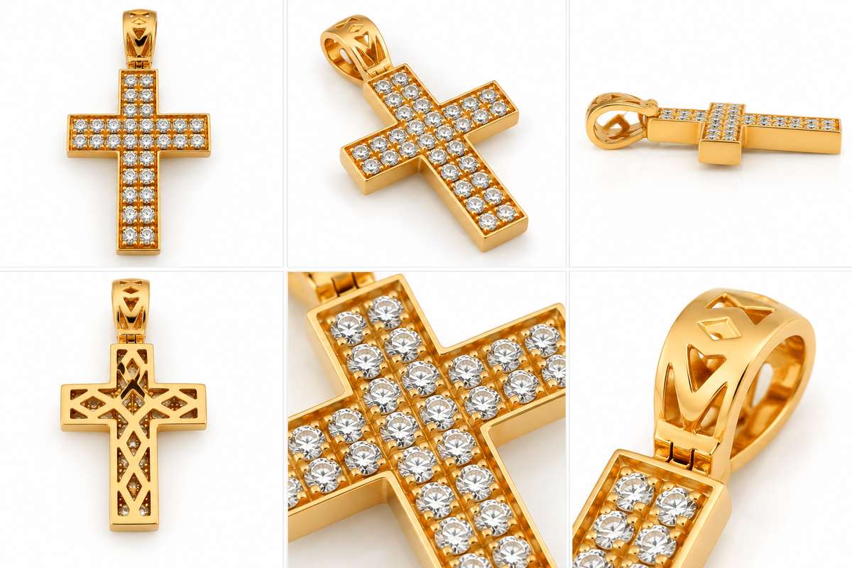 Cruce Aur 18K Divini cu Diamante