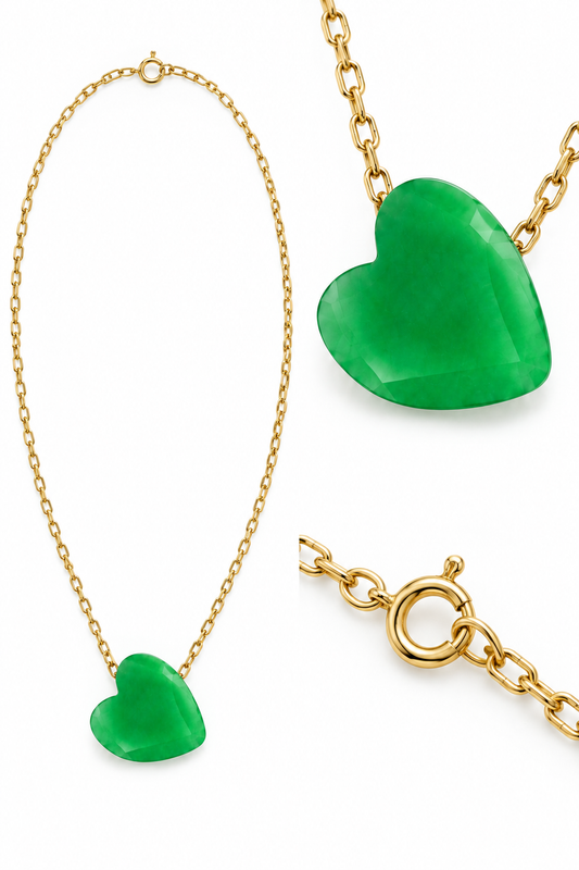 Pandantiv Aur 14 K Femei Inima Verde Peridot