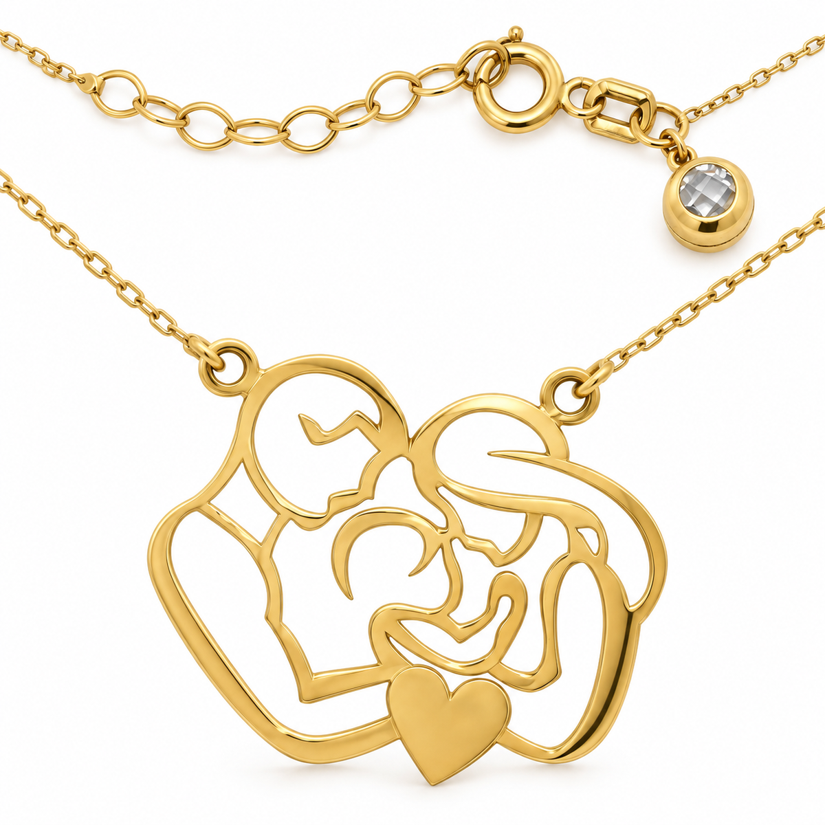 Lantisor Aur 14K Family Time Heart