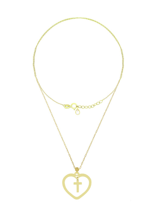 Lantisor "Inimioara si Cruciulita in interior" - Antonia Gold