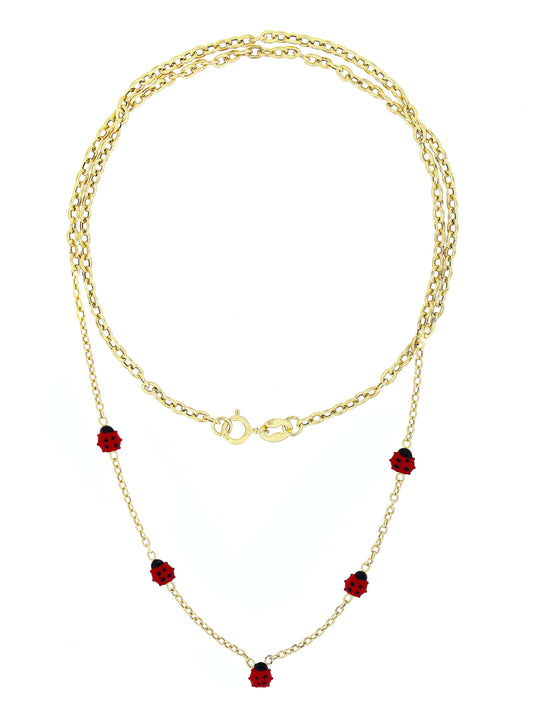 Lantisor "5 Gargarite rosii" - Antonia Gold