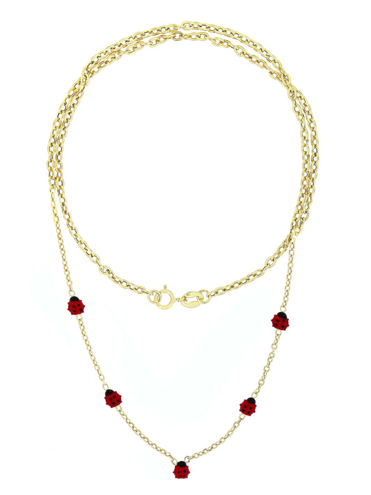 Lantisor "5 Gargarite rosii" - Antonia Gold