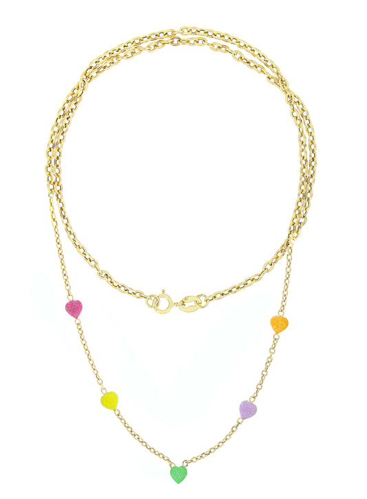 Lantisor copii " 5 Inimioare Colorate" - Antonia Gold