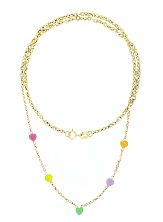 Lantisor copii " 5 Inimioare Colorate" - Antonia Gold