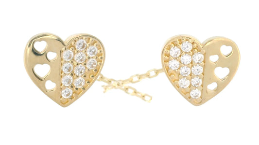 Cercei cu lantisor "Inima cu pietre si forme taiate" - Antonia Gold