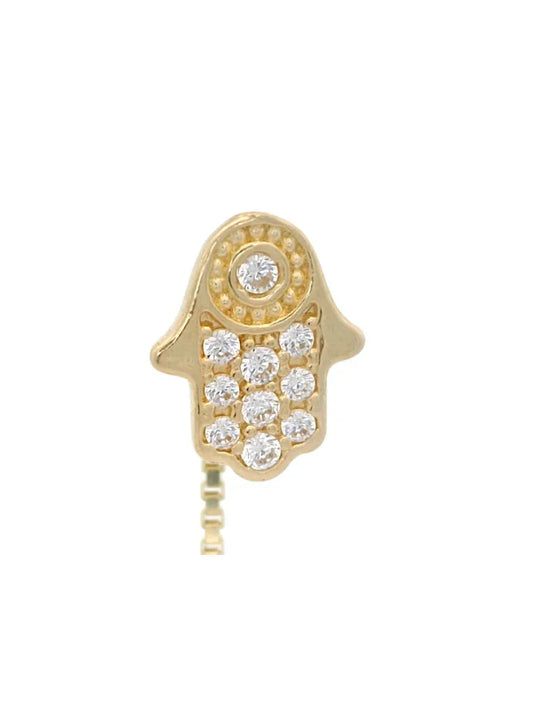 Cercei cu lantisor "Mana Fatimei" cu pietre zirconia - Antonia Gold