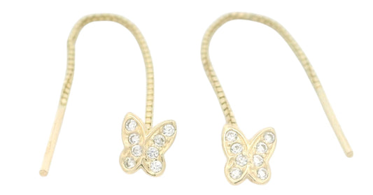 Cercei cu lantisor "Fluturas cu aripi pline cu pietre albe" - Antonia Gold