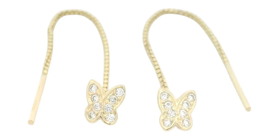 Cercei cu lantisor "Fluturas cu aripi pline cu pietre albe" - Antonia Gold