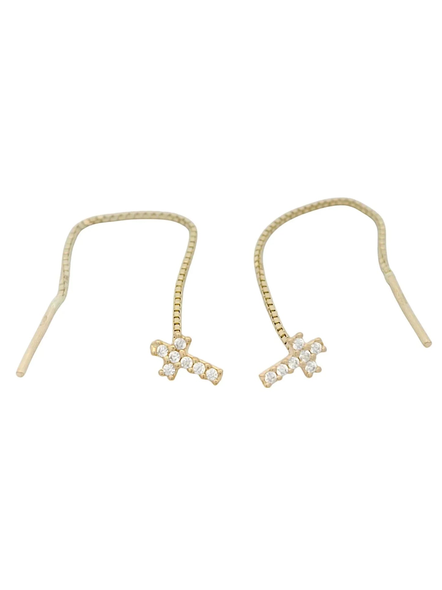 Cercei cu lantisor "Cruciulita - pietre zirconia" - Antonia Gold