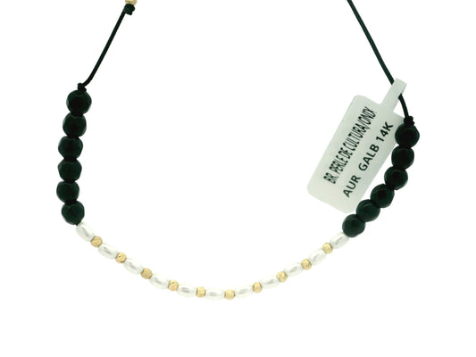 Bratara snur Perle de cultura si Pietre Onix AG025