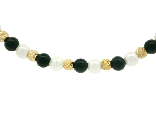 Bratara snur Perle de cultura si Pietre Onix AG039 - Antonia Gold