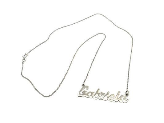 Nume din Aur Alb "GABRIELA" cu lantisor - Antonia Gold