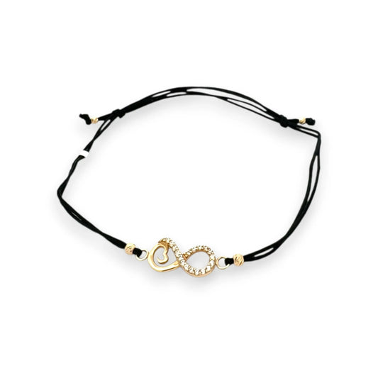Bratara snur negru "Infinit si inimioara" AG080N - Antonia Gold
