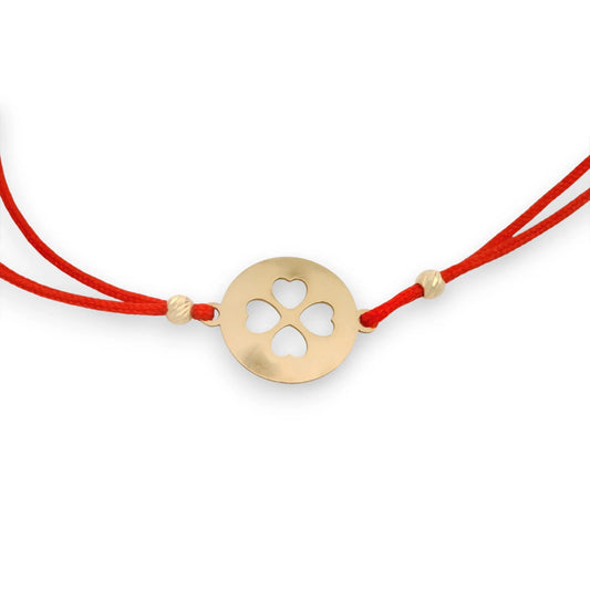 Bratara snur rosu "Pandant rotund cu Trifoi" AG0TRF1 - Antonia Gold