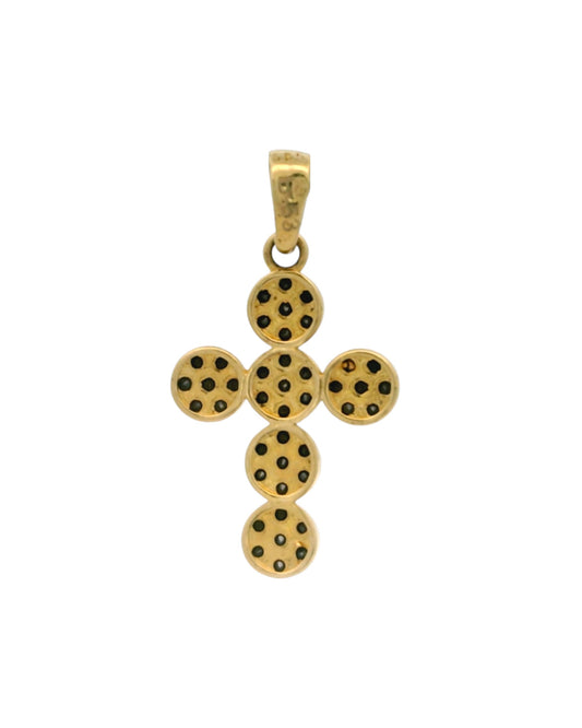 Pandantiv Cruciulita Aur 14K cu pietre negre AG01G