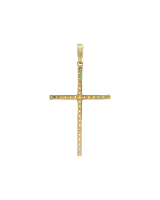 Pandantiv Cruciulita Aur 14K Alb si Verde AG122AV