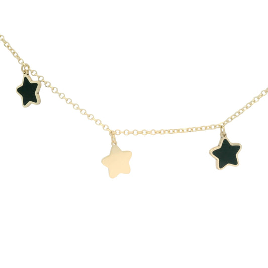 Lantisor din aur galben cu steluțe – design delicat și modern