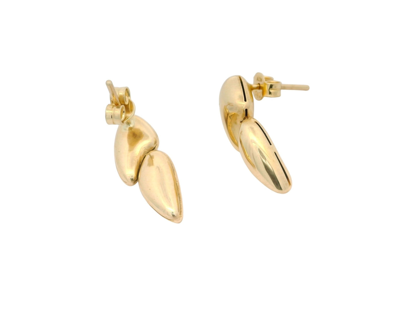 Cercei Antonia Gold din aur galben cu design minimalist și forme organice fluide, finisaj lucios și sistem tip șurub.