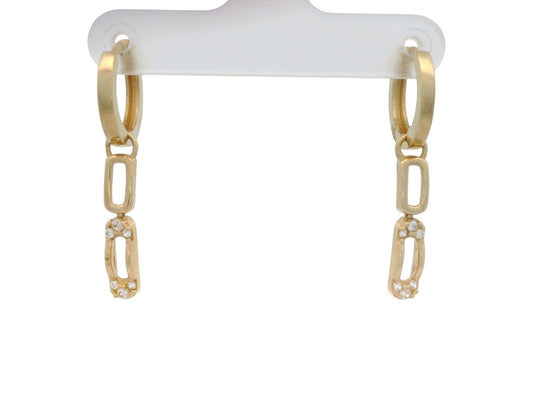 Cercei Antonia Gold din aur galben cu pandantiv geometric articulat și pietre strălucitoare, design modern tip verigă
