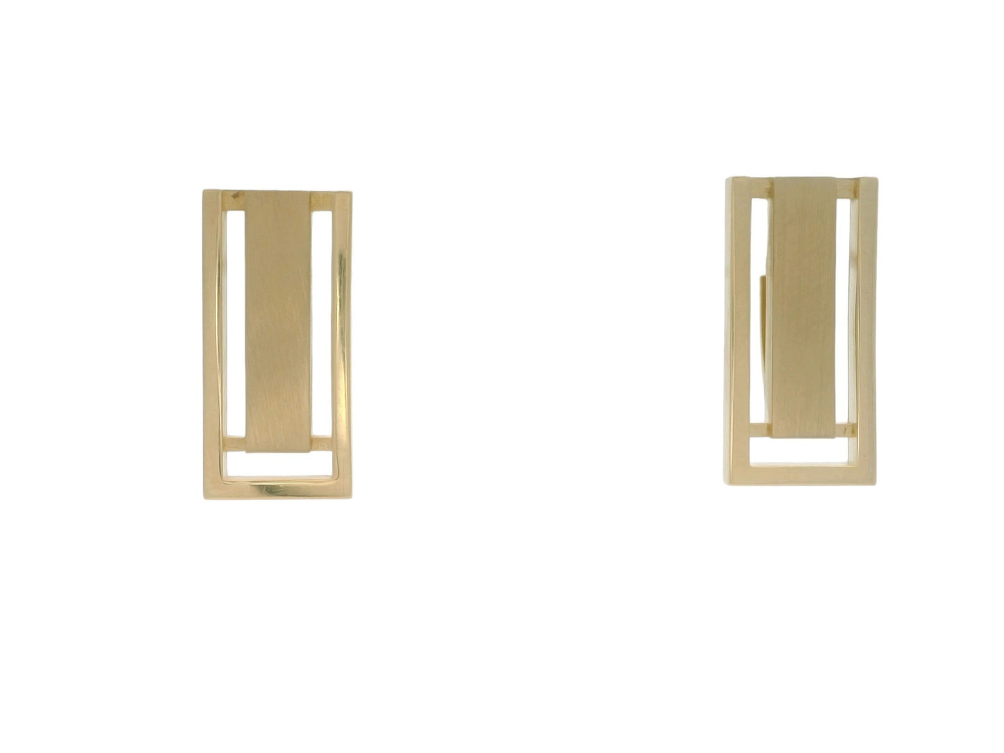 Cercei Antonia Gold dreptunghiulari din aur cu design geometric minimalist, finisaj mat și margini lucioase.