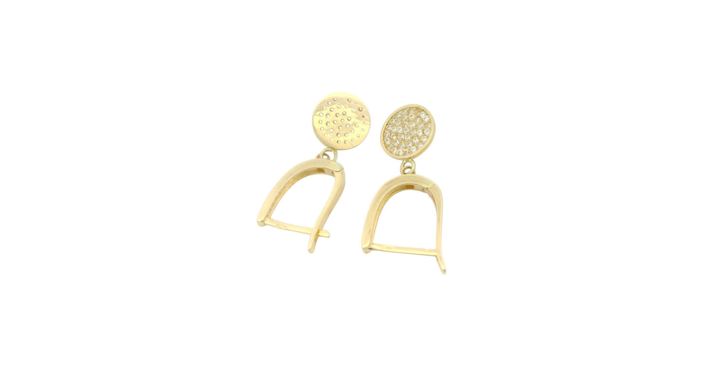 Cercei Antonia Gold eleganți din aur cu elemente circulare decorate cu pietre strălucitoare și sistem de prindere tortiță