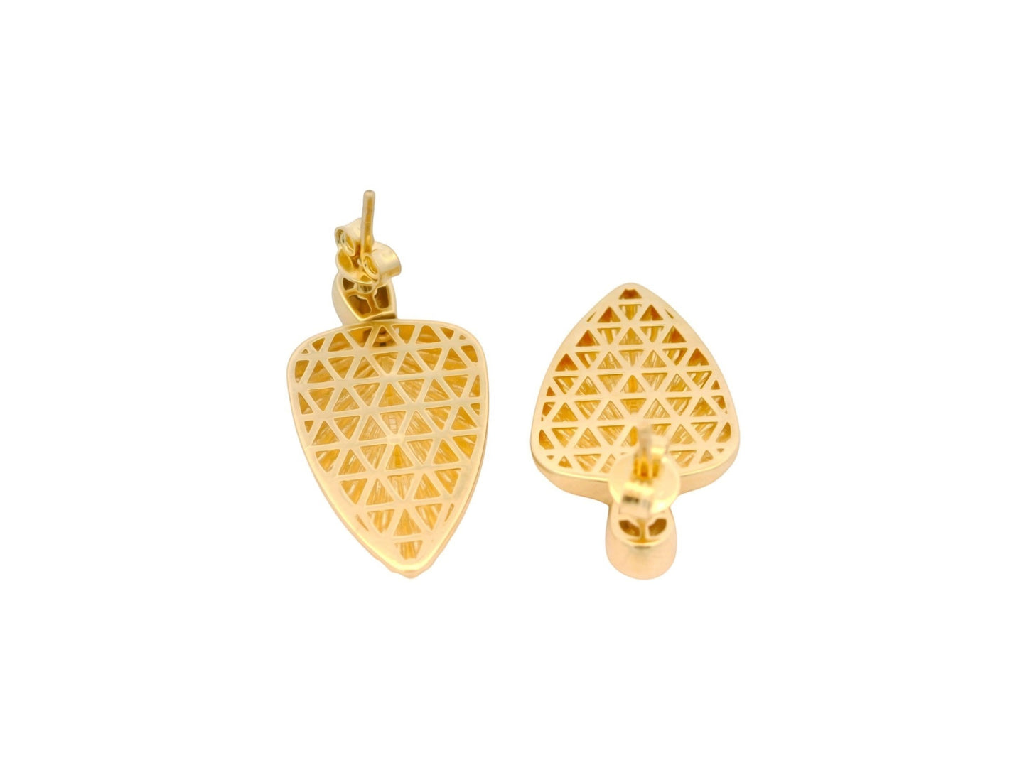 Cercei Antonia Gold in forma de frunza cu model geometric triunghiular pe spate si finisaj auriu elegant