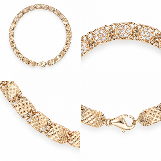 Brățară aur 14K damă cu zirconii Glamour
