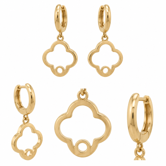 Cercei Aur 14 K dama trifoi