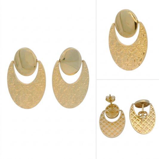 Cercei Aur 14 K dama dual texturat