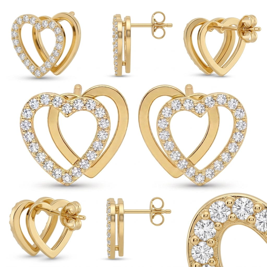 Cercei Aur 14K surub dama Inima Forever