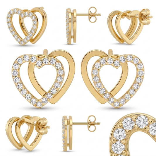 Cercei Aur 14K surub dama Inima Forever