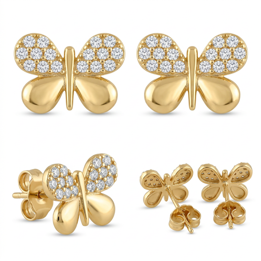 Cercei Aur 14K surub dama Fluture Mare
