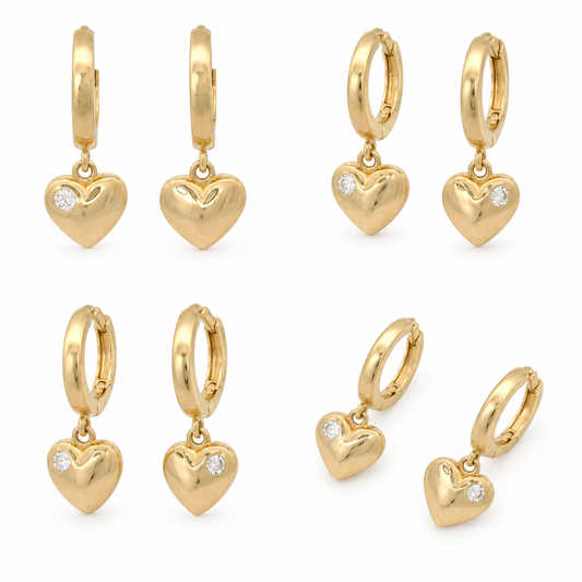 Cercei Aur 14K dama Heart Love