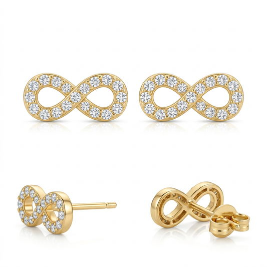 Cercei Aur 14K surub dama Infinit Stones