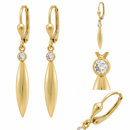 Cercei Aur 14 K dama lungi clasic