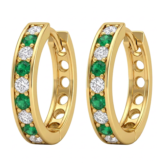 Cercei Aur 14K copii Creole Little Green Whitty