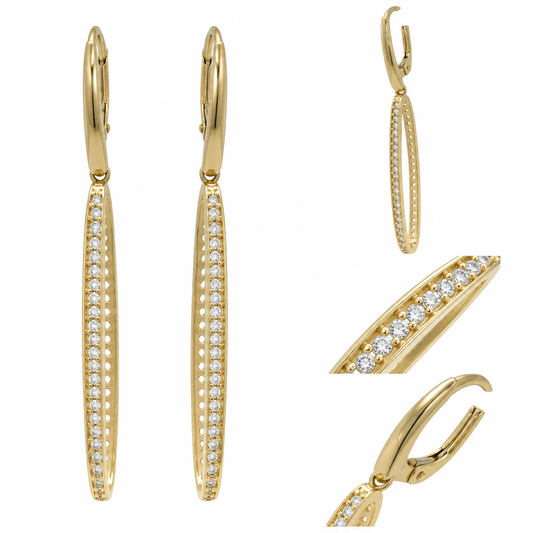 Cercei Aur 14 K dama stil lung