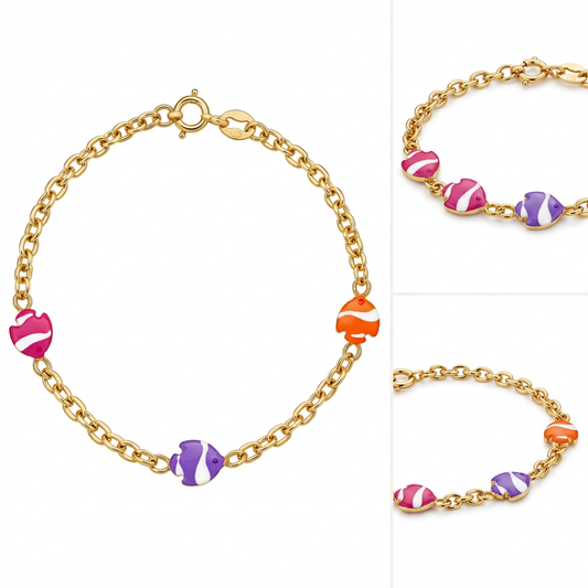 Bratara Aur 14K copii Pestisori Colorati