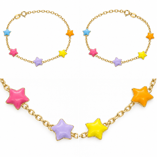 Bratara Aur 14 K copii Stelute Colorate