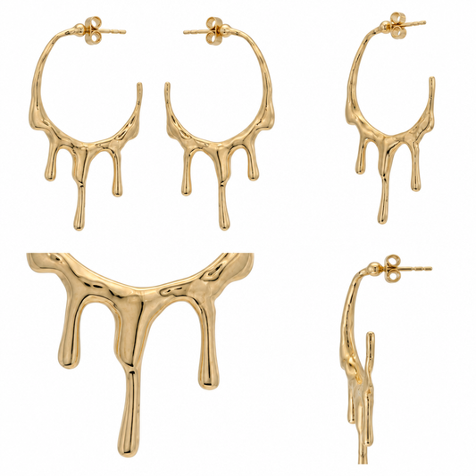 Cercei Aur 14 K dama creole stil fluid