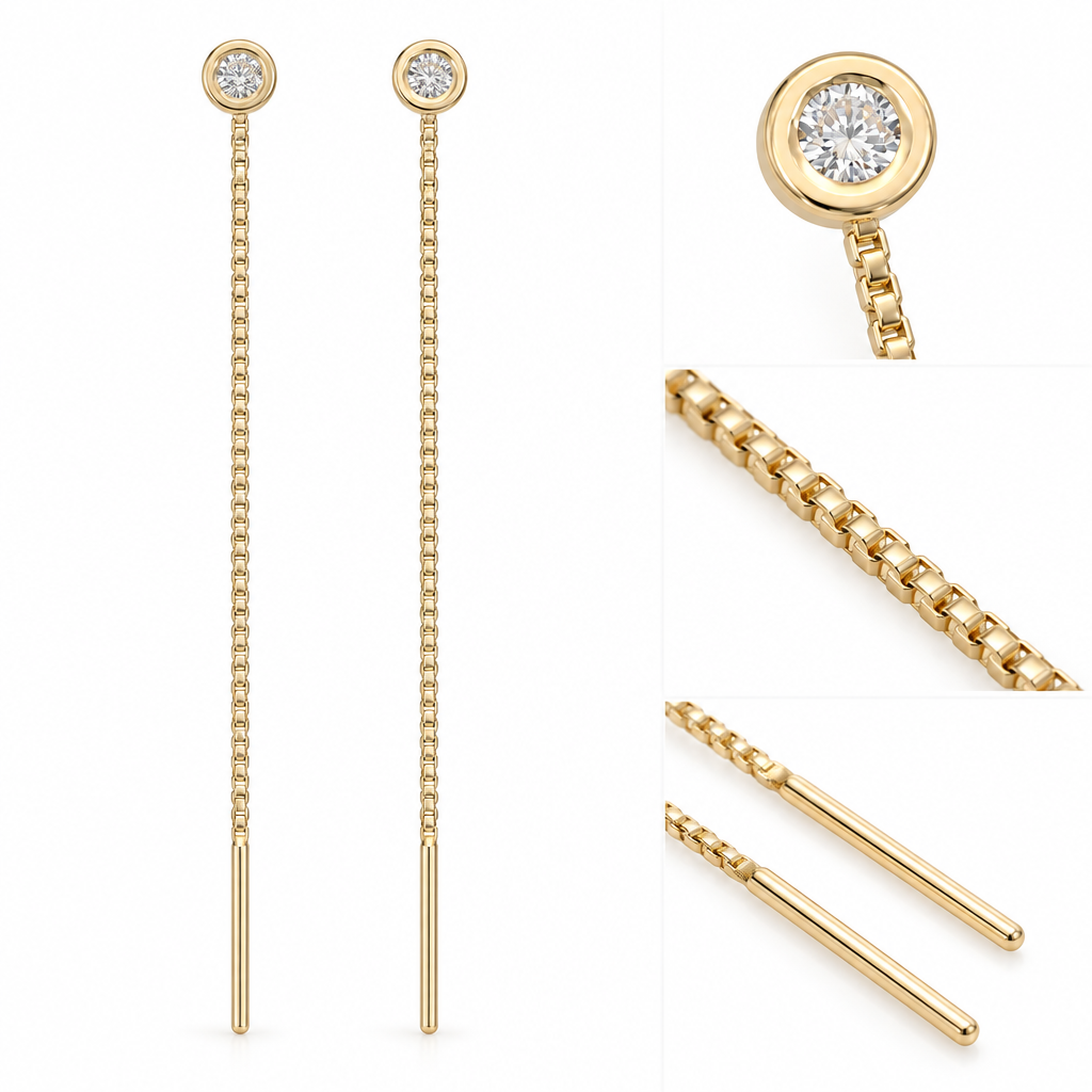 Cercei Aur 14K Lantisor "Punct de lumina"