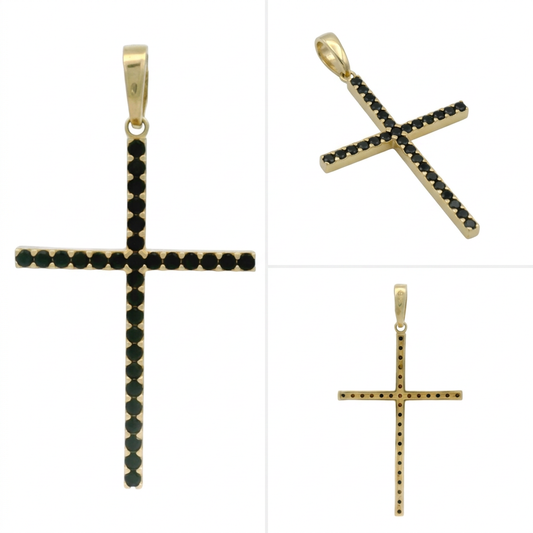 Pandantiv Aur 14K Cruciulita Black Santi